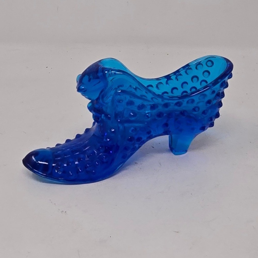 Vtgโ Fenton hobnail cobalt art glass shoe slipper Victorian boot whimsical